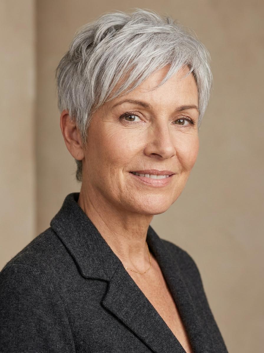 Graue Kurzhaarfrisur - moderne Kurzhaarfrisur für Damen
